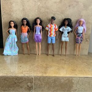 Barbie Lot of 6 DOLLS Doll Bundle Figure Fashionista African Ken Barbie Mattel
